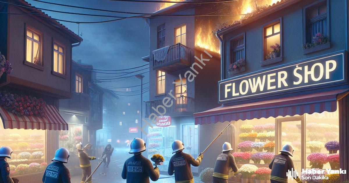"Aydın Efeler'de Çiçekçi Yangını: Komşuların Dikkati Facianı Önledi" başlıklı haber için fotorealist
